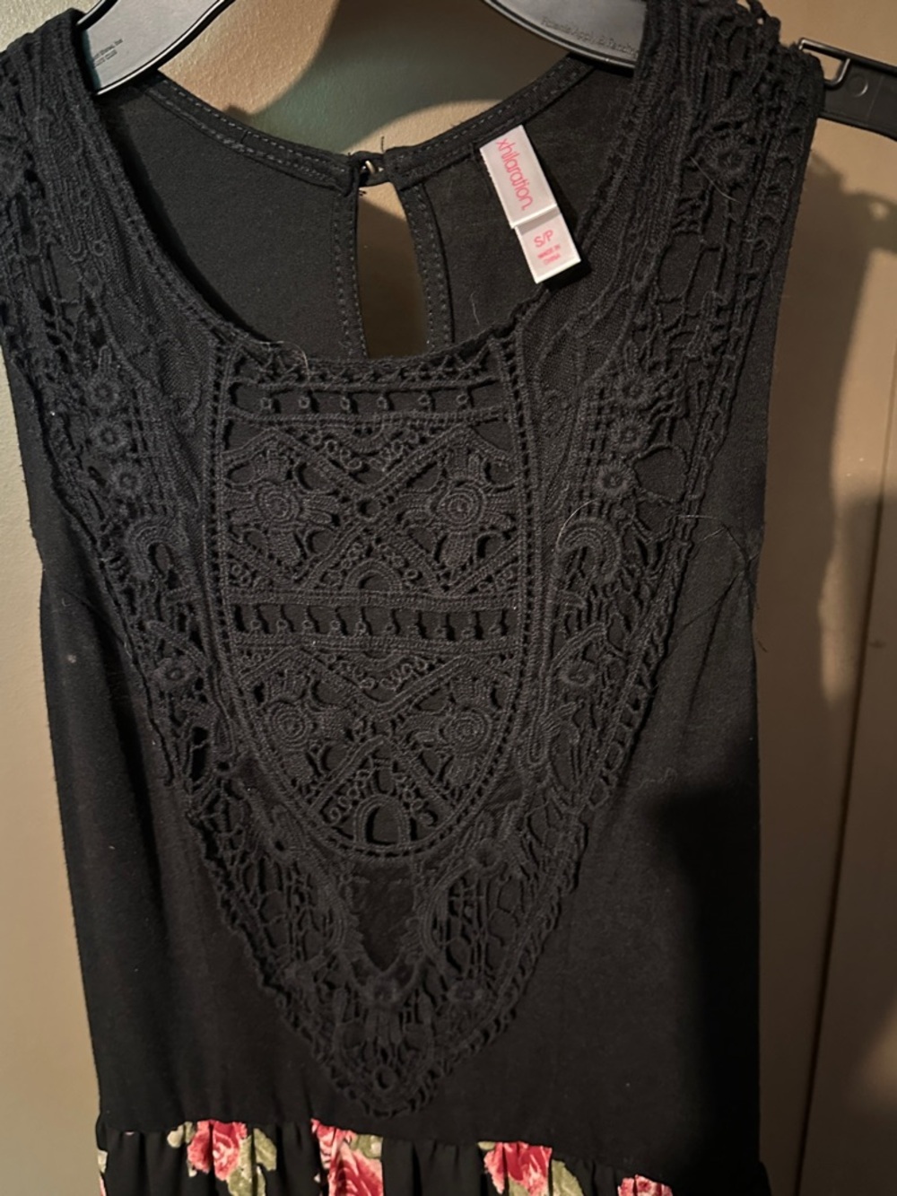 Xhilaration Black Maxi Dress with Pink and Cream Floral - Picture 2 of 4